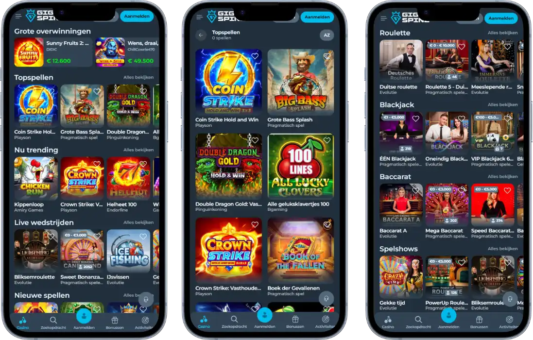 Gigaspinz Casino Mobiele versie